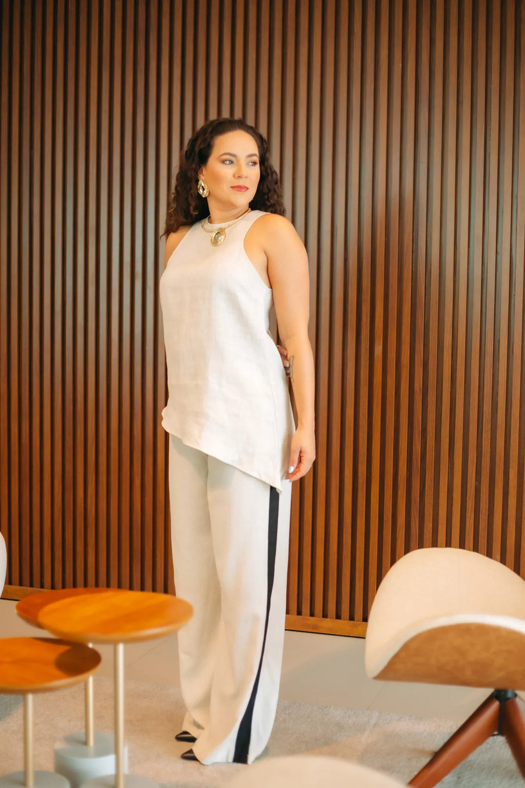 REGATA ASSIMETRICA CLAUDIA 100% LINHO