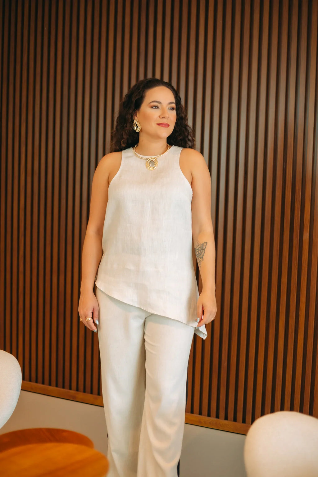 REGATA ASSIMETRICA CLAUDIA 100% LINHO